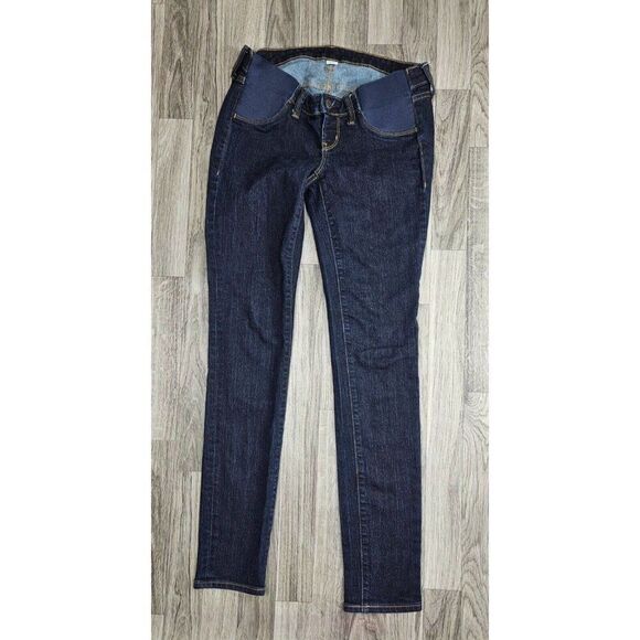(3/$35) Old Navy Maternity Womens Size 2 Long Skinny Side Panel Denim Blue Jeans - Picture 1 of 10